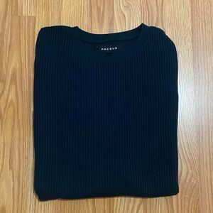 PacSun Men’s Textured Pullover - Long Sleeve- Large- Black